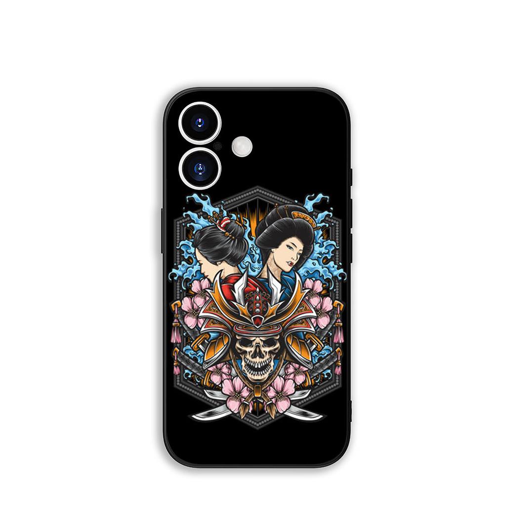 for Samsung Galaxy A07 A13 A12 A23 A50 A51 A52 A53 A70 A71 A72 A21S A04 Note 20 9 8 10 Case Japan Skeleton Samurai Ninja Skull