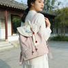 15 Inch Retro Chinese Style Canvas Backpack Handmade Embroidery Hanfu Artistic Zipper Drawstring Laptop Backpack for Women