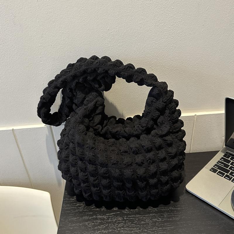 

Yogodlns женская сумка на плечо с пузырьками из мягкого нейлона, сумка большой вместимости, повседневная сумка-шопер, женская сумка для книг, подмышка 32x11.5x27cm чёрный