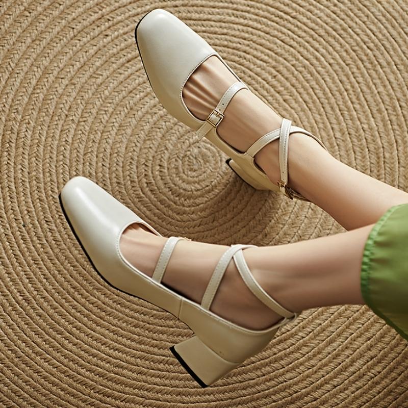 Women's Low Heels Mary Janes Shoes 2025 Luxury Cross Strap Silver Black Beige Low Heeled Party Wedding Shoes Female Dress Pumps