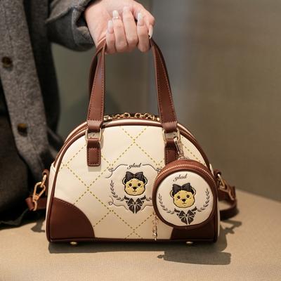 New Women's Shoulder Bag Handbag Crossbody Bag Large Capacity Multiple Carrying Methods Teddy Bear Design