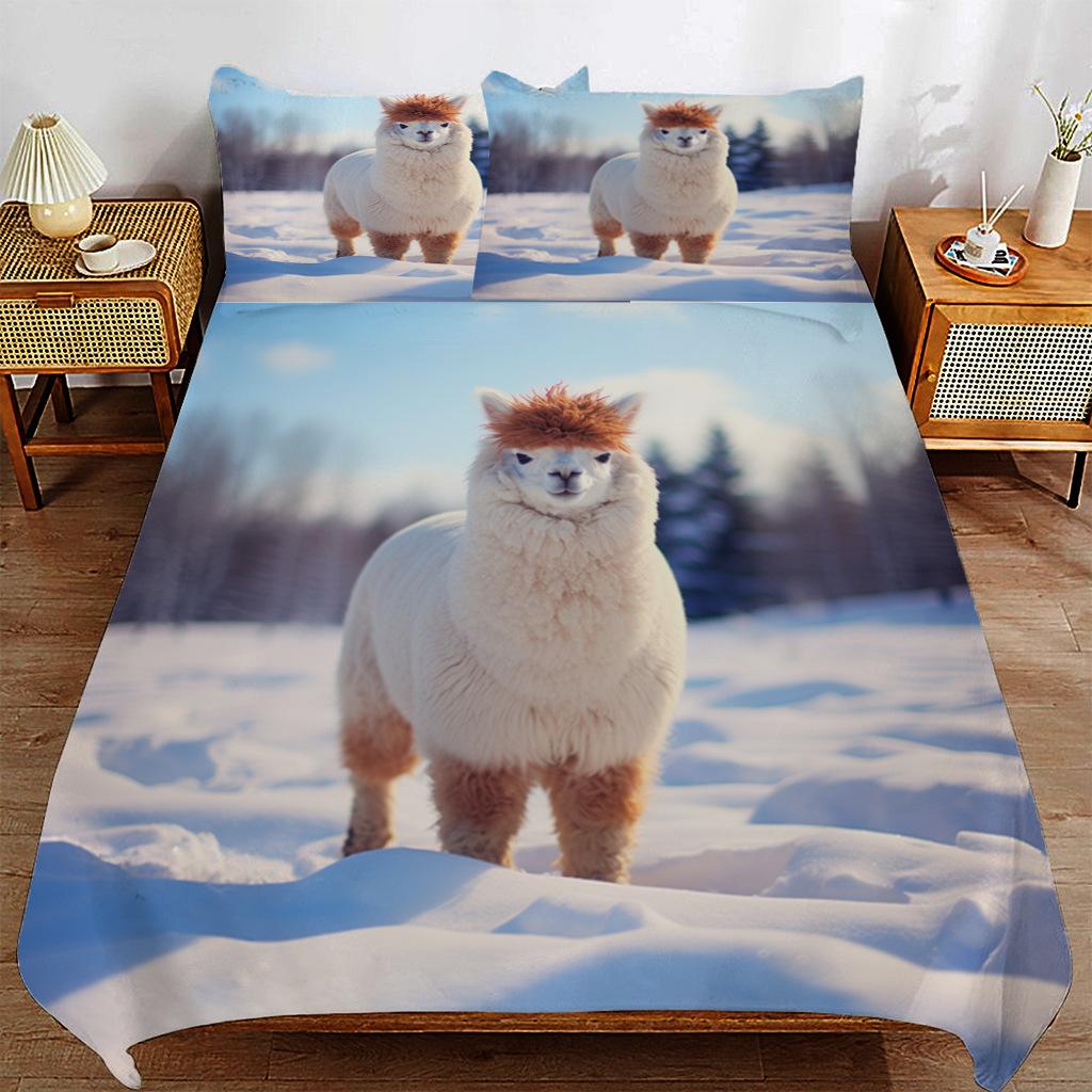 

Cute Alpaca Realistic Printing Bed Three-Piece Set, Bedding, Digital Printing Bedding 135*200