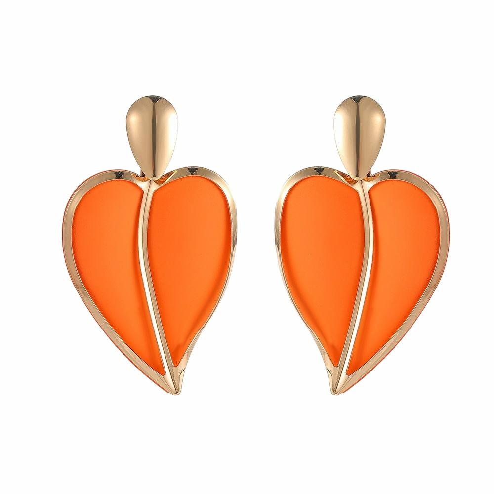 Women Earrings Colored Spray Paint Heart-shaped Water Drop Double Layer Earrings Lightweight Jewelry Accessories