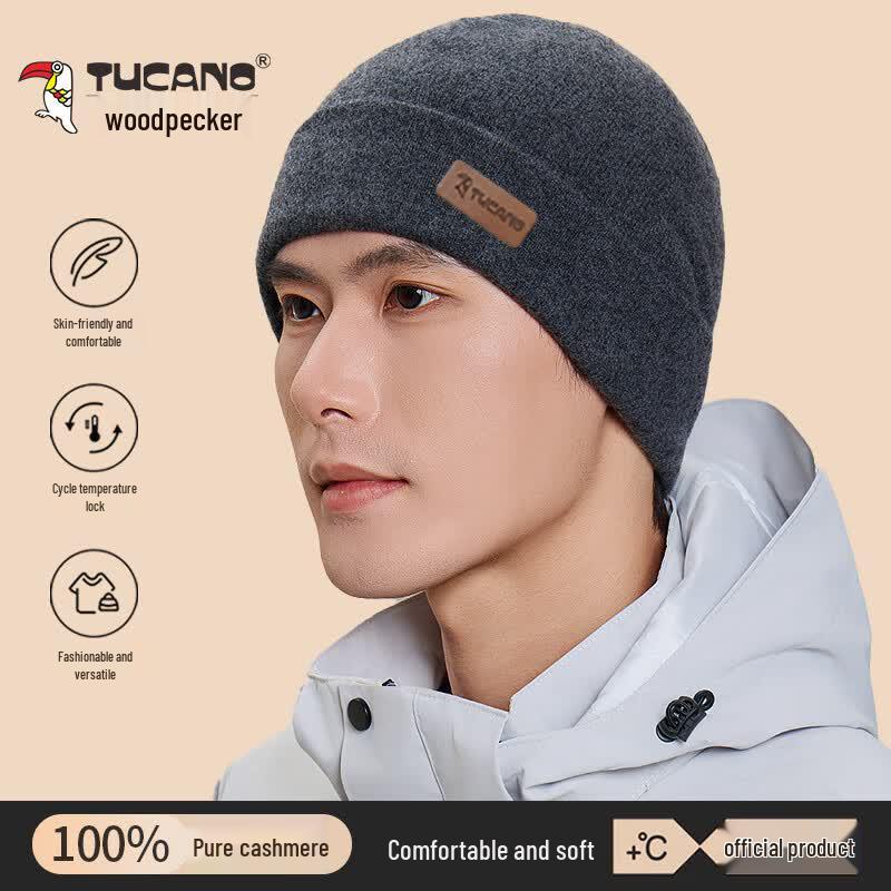 Men s Luxury 100% Cashmere Winter Beanie Hat темно серый