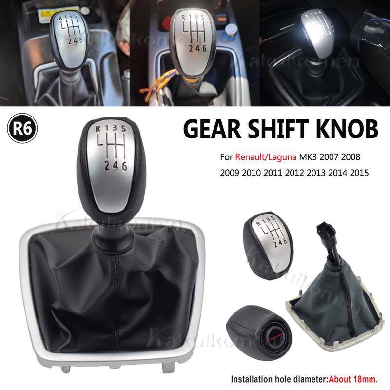 Gear Shift Knob Lever Switch Shifter Knob For Renault/Laguna Mk3 2007-2014 Manual Shift Lever Handle 6 Speed