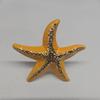Gold Plated Iron Alloy Exaggerated Blue White Enamel Wrinkled Starfish Open Adjustable Cocktail Ring For Women