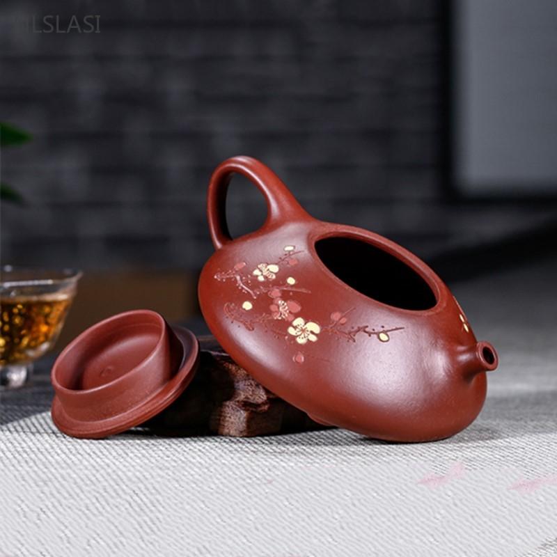150ml Purple Clay Tea Pot Handmade Beauty Stone Scoop Kettle Raw Ore Dahongpao Filter Teaware Zisha Tea Set