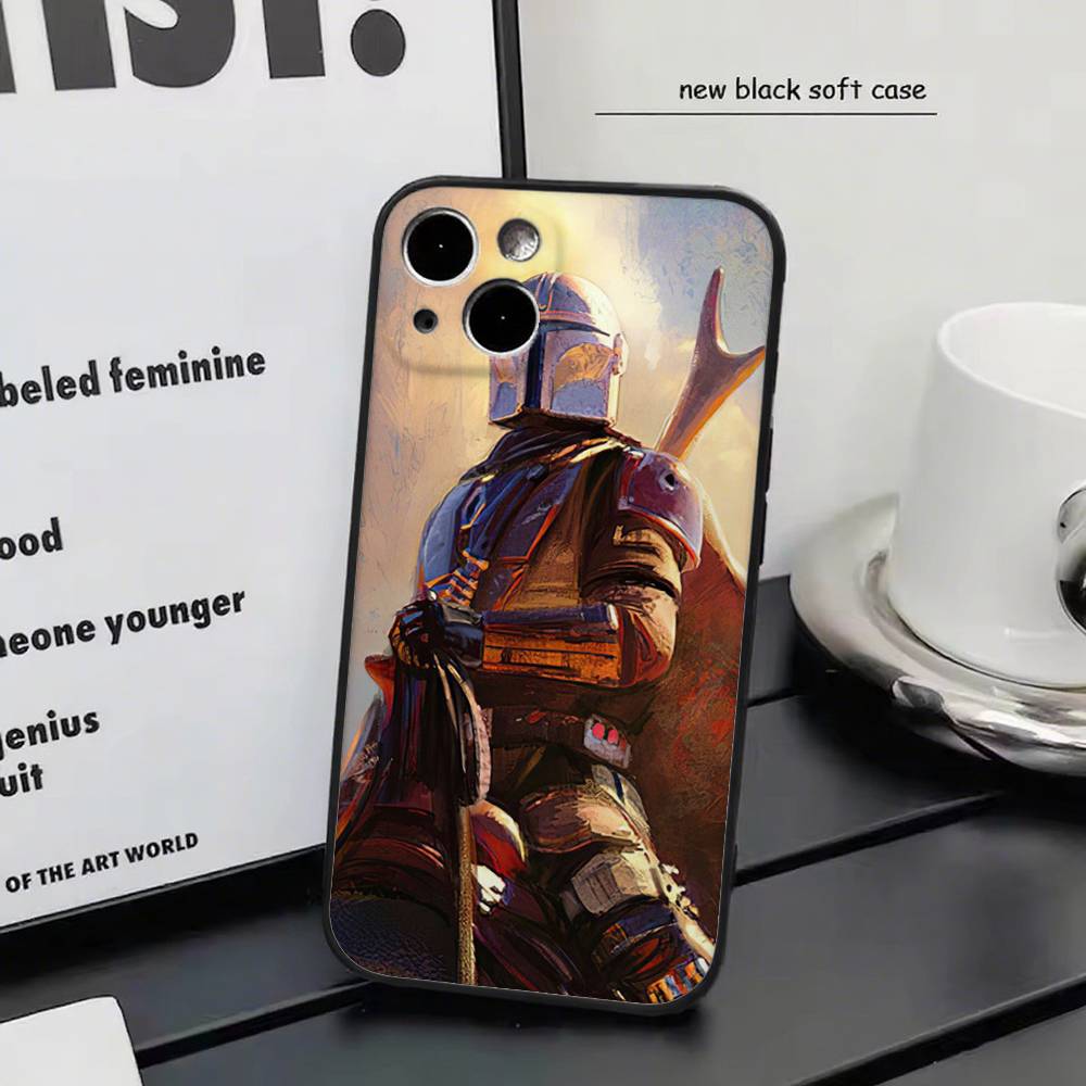 Disney The Mandalorian for iPhone 15 16 14 Plus 13 12 11 17 Pro Max 17 Air Black Soft Phone Cover