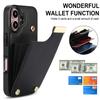 Für iPhone 16 Hülle TPU+PU Leder Hardware Dekor Handyhülle mit Kartenhalter