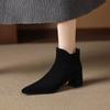 Krazing Pot Cow Suede Nubuck Pointed Toe Thick Heels Chelsea Boots Size 43 Zip Basic Clothing Women Ankle Boots