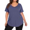 Women's Solid Color Large Size V-neck Top Loose Pocket T-shirt