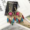 Vintage court gem set earrings long temperament bohemian earrings niche earrings women