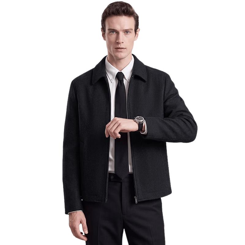 SHANSHAN Men's Pure Cashmere Down-Lined Wool Coat