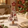 Indoor Christmas Home Decoration Wooden Tree Tabletop Sign, Rustic Gingerbread Snowman Gnome Desktop Ornament with Star Holiday Party Sign Topper,