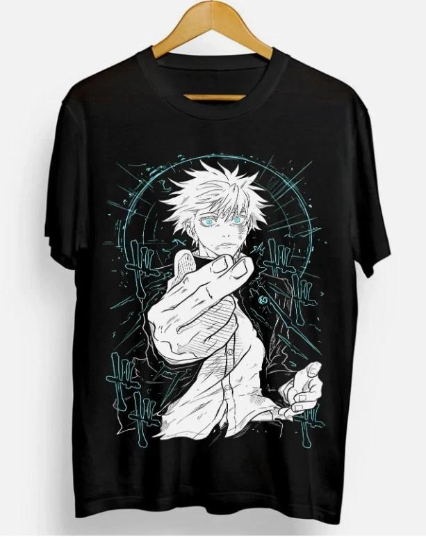 Anime Megumi Gojo Satoru TShirt Jujutsu Kaisen Sukuna Megumi Itado Black Tee S