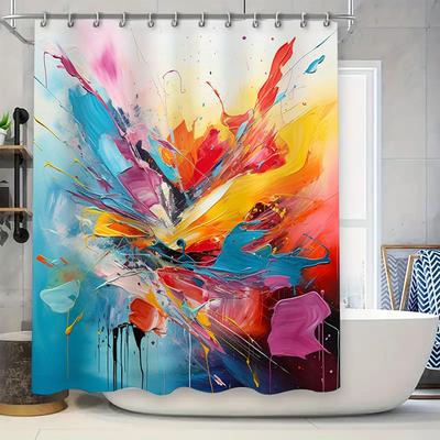 Cortina de Ducha Colorida con Diseño de Arte de Salpicaduras Decoración de Baño para Decoración del Hogar en Cocina Comedor
