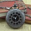 Large Black Decorative Romagna Double Display Pocket Watch Retro Necklace Men'S Alloy Pocket Watch