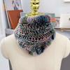 Rabbit Fur Scarf Double-Sided Knitted Real Fur Neck Warmer Women Winter Warm Neck Scarves Natural Fur Ring Scarves Winter Scarf