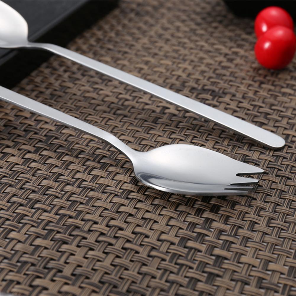5Pcs Spork Stainless Steel Camping Tableware Multipurpose Portable Noodle Fork for Dessert Ice Cream Salad