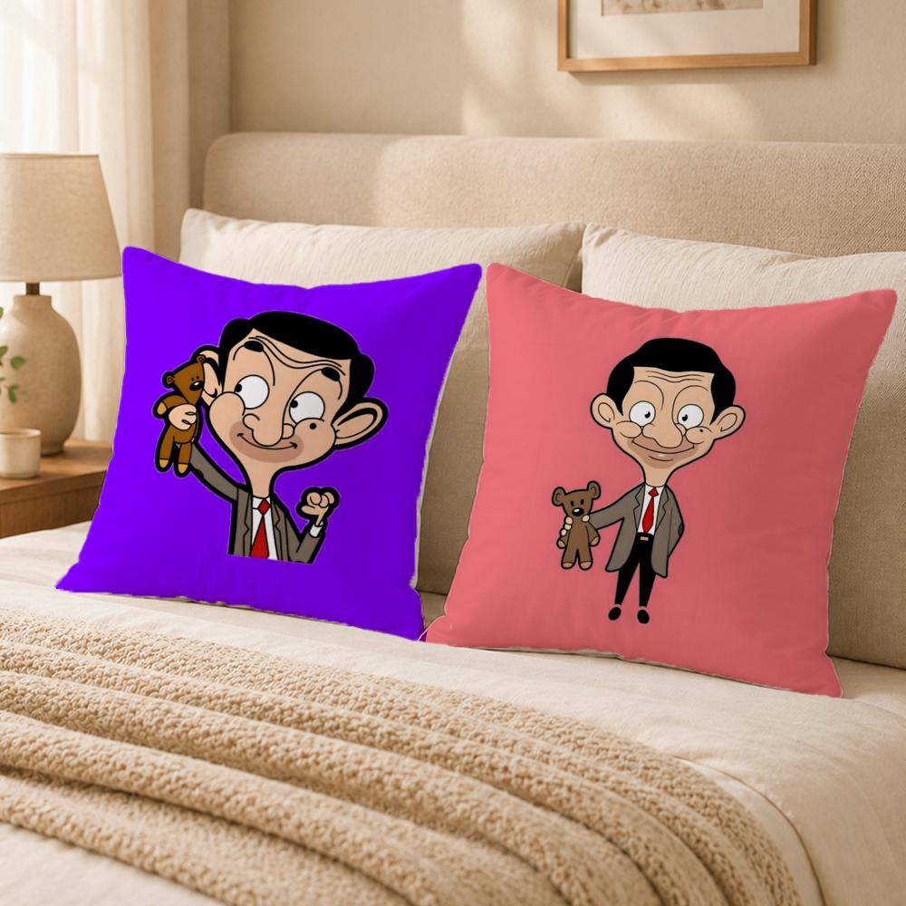 Cartoon M-Mr. BeanS Cushion Cover Double-Sided Printed Pillow Cover Hypoallergenic Dust-Mite Proof