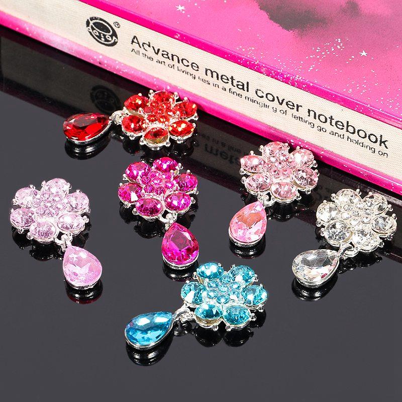 Engood 50Pcs Rhinestone Buckles Plum Flower Drop Pendant Sewing Trim & Embellishments Craft Buttons DIY Hair Accessories Wedding