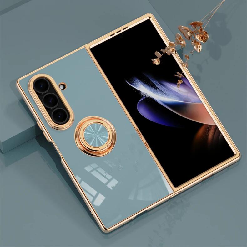 Galvanisierte stoßfeste Handyhülle mit 360°-Ringhalter und Ständer für Samsung Galaxy Z Fold 7 6 5 4 Fold7 Fold6 Fold5 Fold4 5G