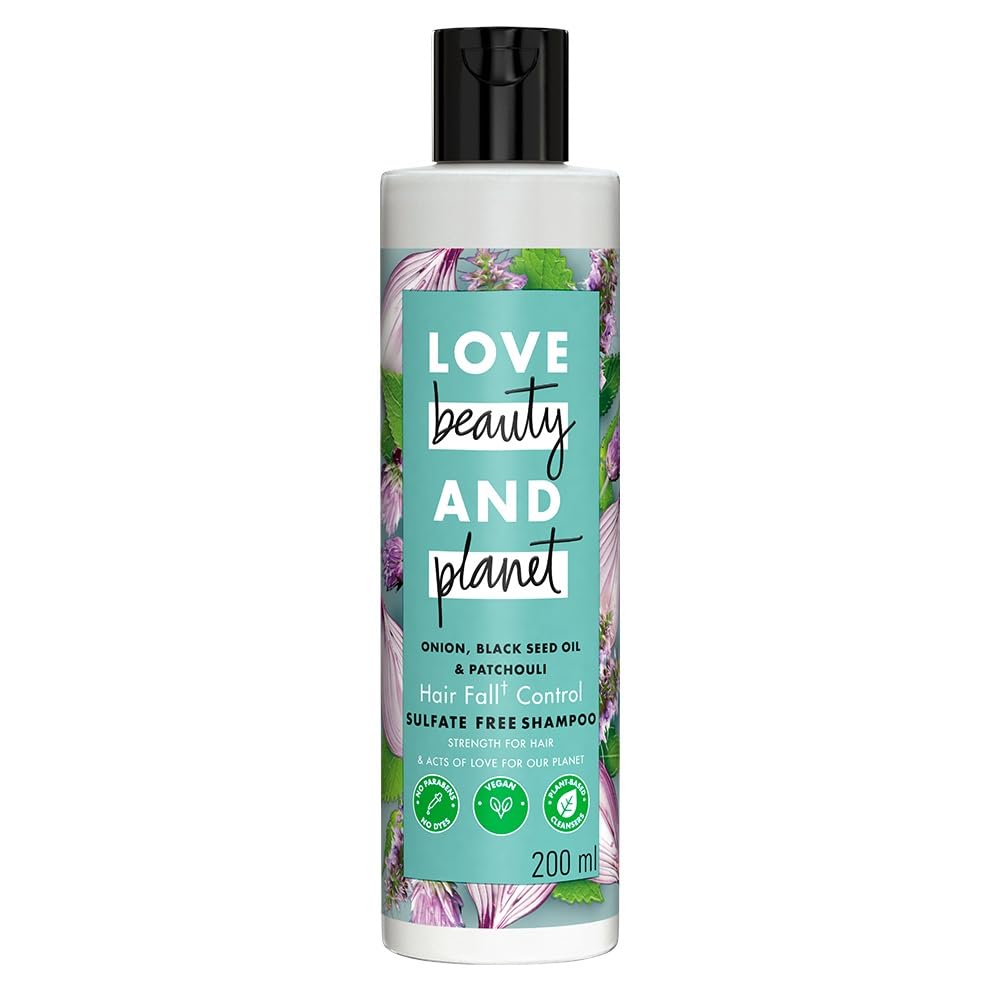 Love Beauty & Planet Onion oil|| Blackseed oil & Patchouli Sulfate Free Hairfall control Shampoo|| No Parabens|| No Dyes|| Patchouli Essential Oil|