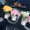 Car Center Console Air Outlet Simulated Flower Clips Ornaments Babysbreath Jasmine Glass Vase Ornaments For Girls Decorations