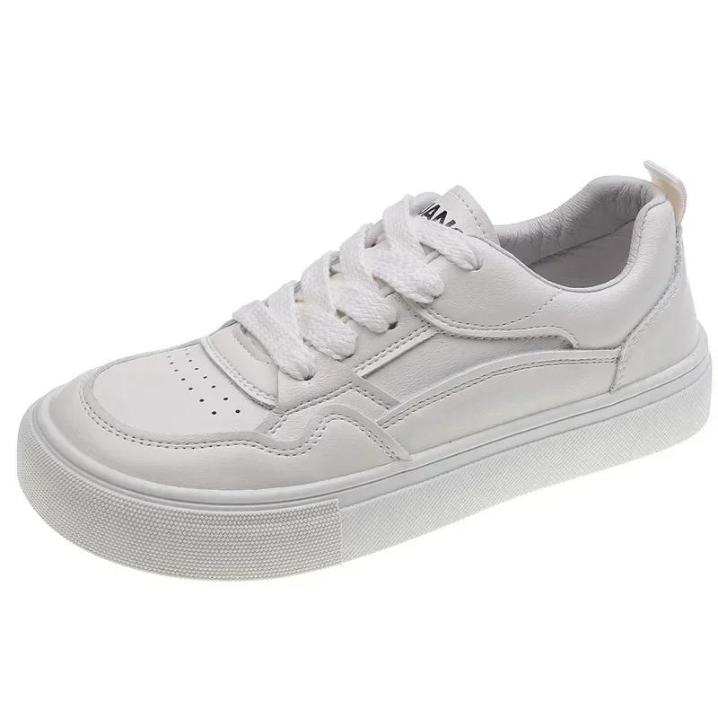 Little White Shoes Women Sneakers 2025 New Breathable Genuine Leather Women's Shoes Casual Sports Board Shoes Sneaker  Adult