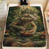 1PC Chameleons and Plants  Print FlAannel Blanket, High quality Comfortable for All Seasons, Home Decor, Warmth and Comfort