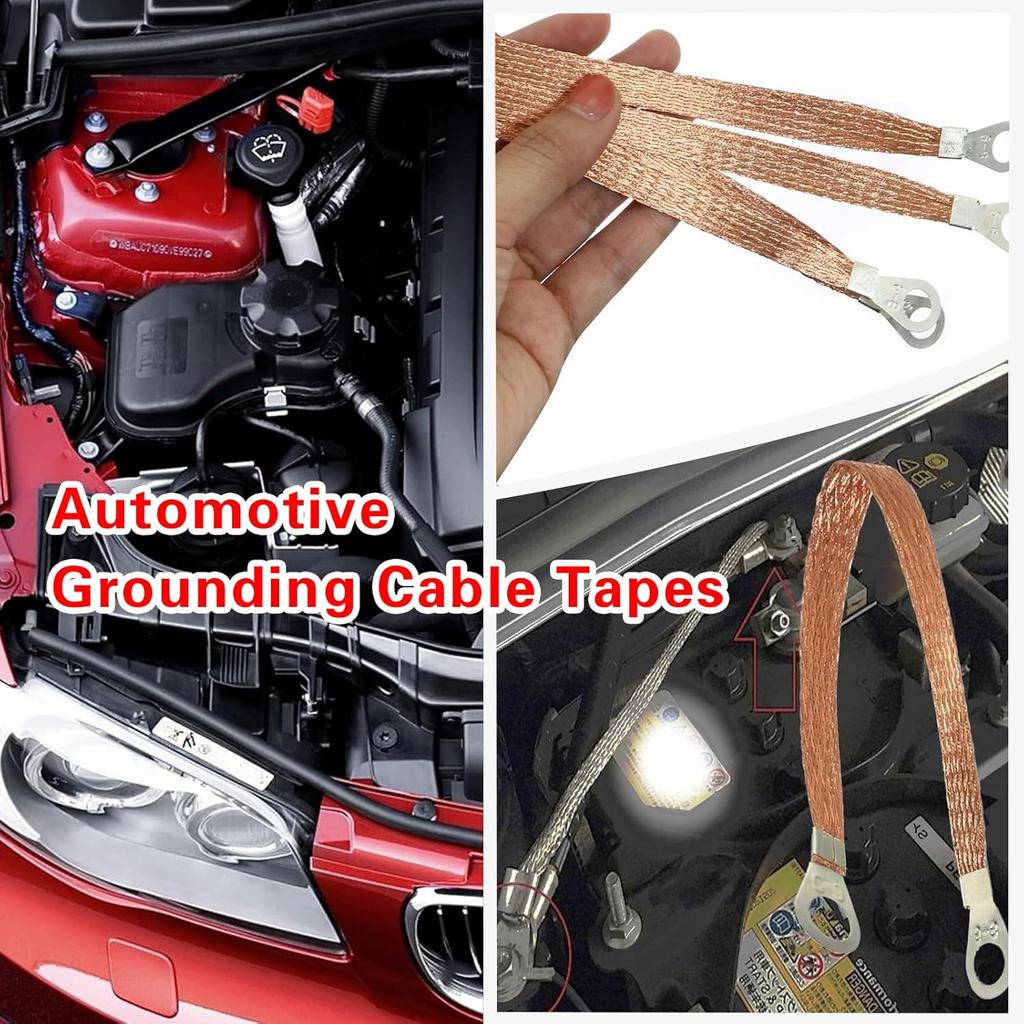 5 PCS Automotive Engine Grounding Strap, Flexible Tensile-Resistant Copper Braided Distribution Box Bridge Jumper, Car Multi-Purpose Heavy-Duty