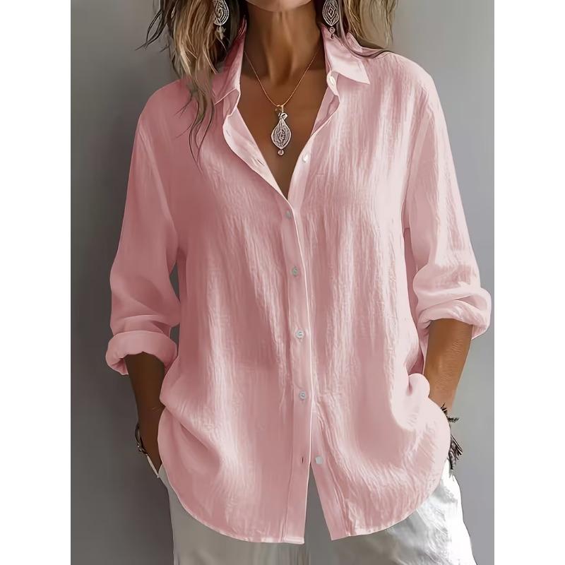 Camicia da Donna Stampata a Maniche Lunghe Moda Revers Casual Quotidiana Top da Donna