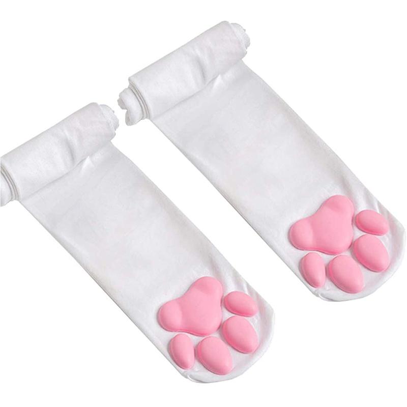 Chaussettes Pattes de Chat Kawaii 3D Griffe de Chat Femme Bas Lolita  Coussinet Patte Chaussettes Hautes Cuisse