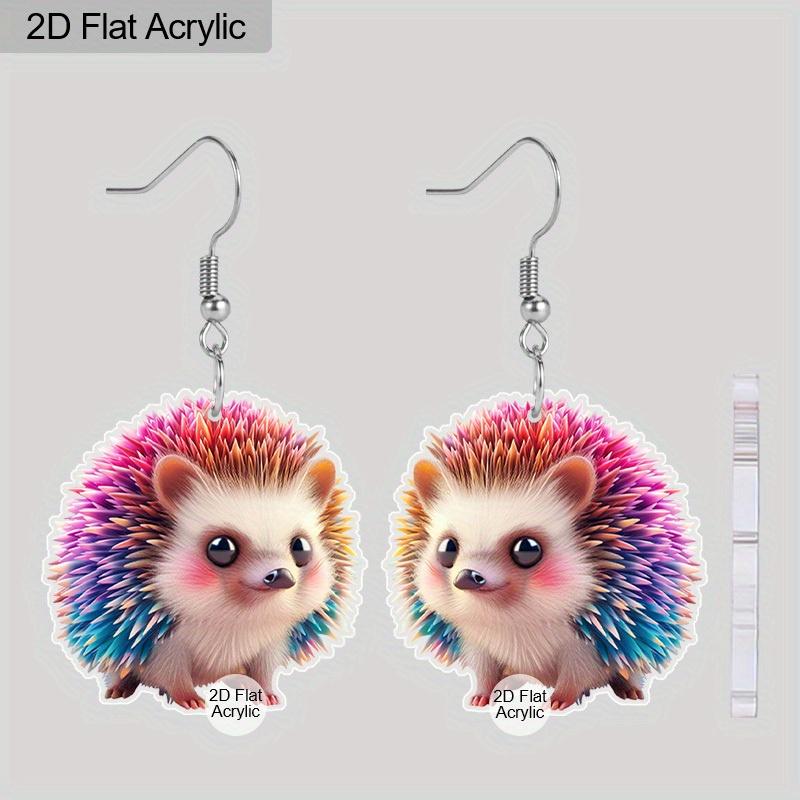 

2D Плоские Забавные Серьги с Животными для Женщин Милые Акриловые Подвесные Серьги в Виде Ежика Милые Мультяшные Фермерские Серьги Деревенские Украшения с Животными Подарки