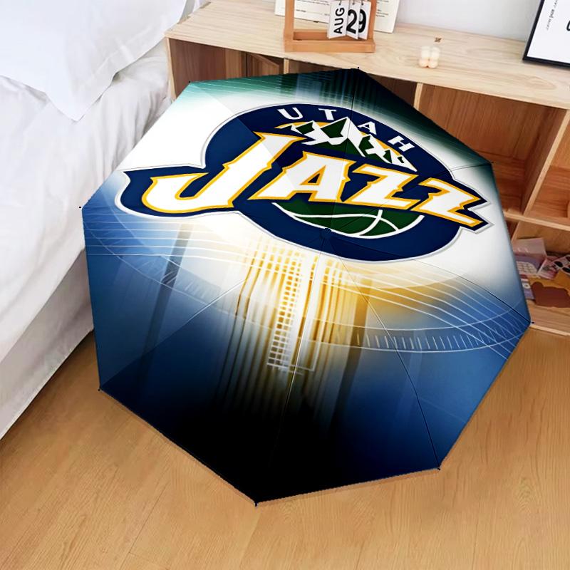 Jazz Basketball Team Umbrella Folding umbrella, automatic umbrella 8-Frame for Travel, camping Use Gift for Halloween Christmas