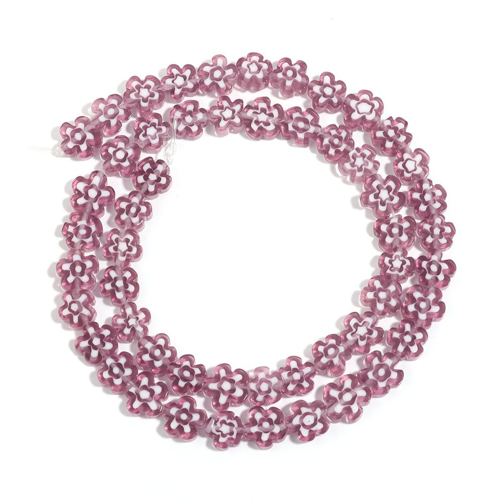 1 Strand Colorful Thousand Flower Lampwork Beads Flat Plum Blossom Loose Beads DIY Handmade Crafts Bracelet Jewelry Accessories
