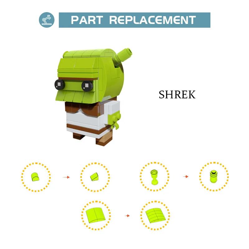 Film Anime Figur Grünes Sumpfmonster Brickheadz Baustein MOC Cartoon Monster Shrek Modell Kinder Puzzle Spielzeug Geburtstagsgeschenk