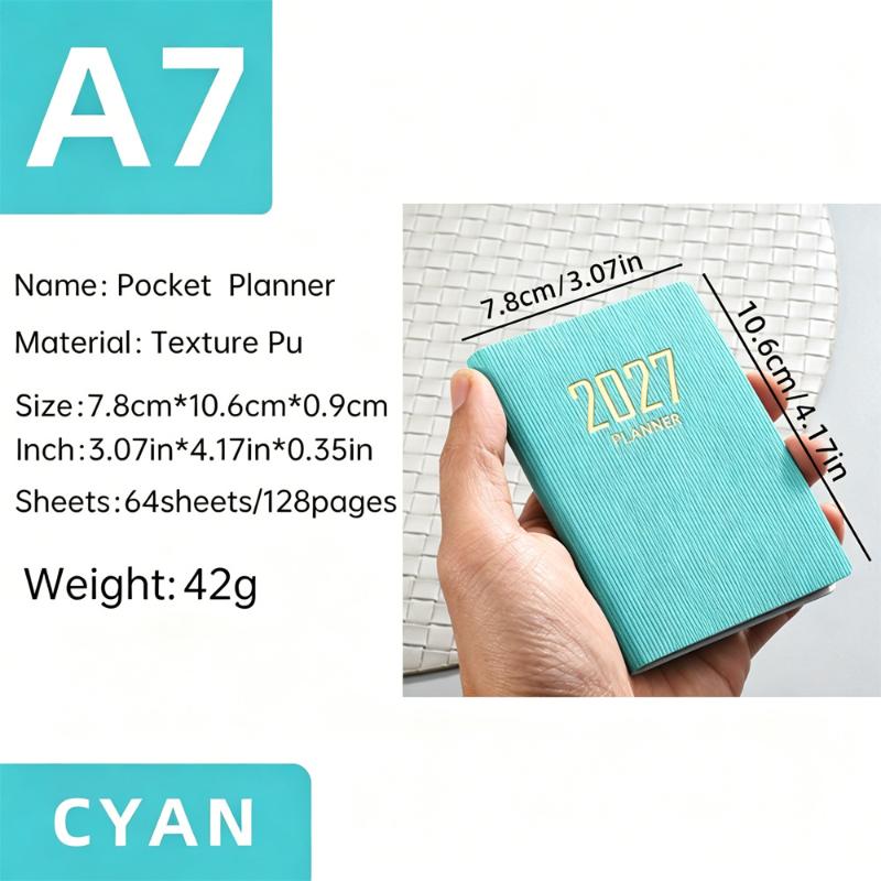 Mini Leather Cover Agenda Book Pocket Sized Weekly Planner with Calendar for Students Office Gift A4