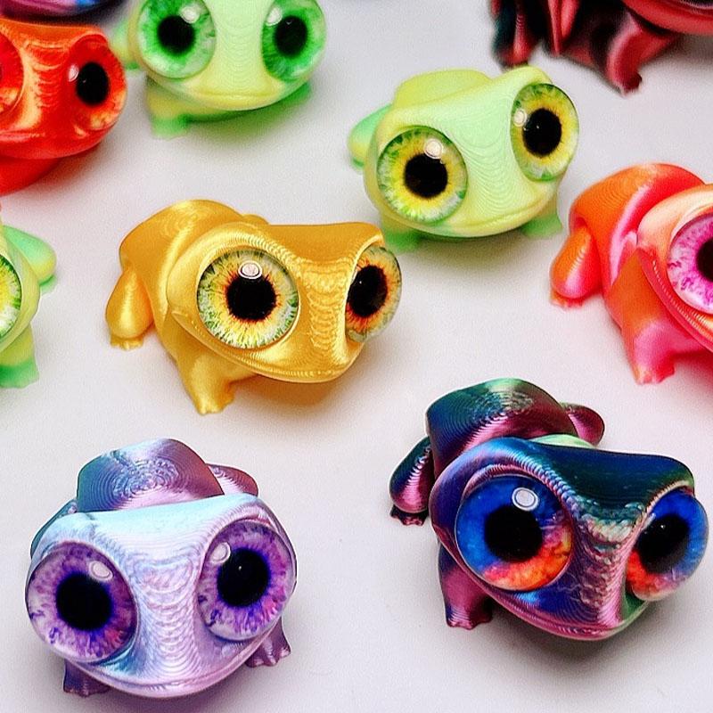 3D Baskılı Çok Eklemli Hareketli Sevimli Mini Kurbağa Büyük Gözlü Ofis Masası Oturma Odası Ev Dekorasyon Aksesuarları Çocuk Hediyesi