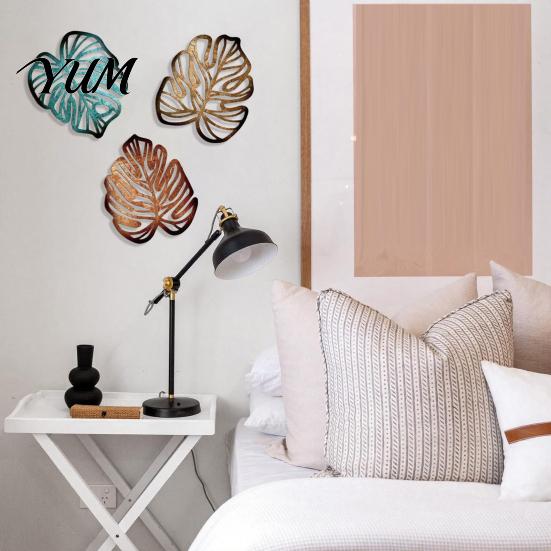 Rustic Wooden Wall Sculpture 3Pcs Hollow Monstera Leaf Decoration, Tropical Art Hanging Plaque, Decorative Minimalist Home Decor with Hook for Living