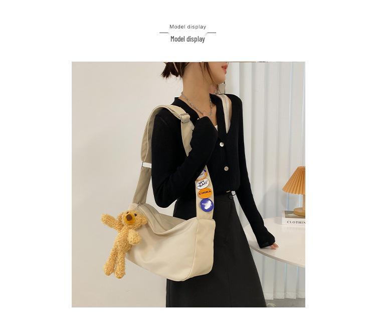 Teddy Dog Plush Crossbody Bag - Multi-color Nylon Pendant for Girls