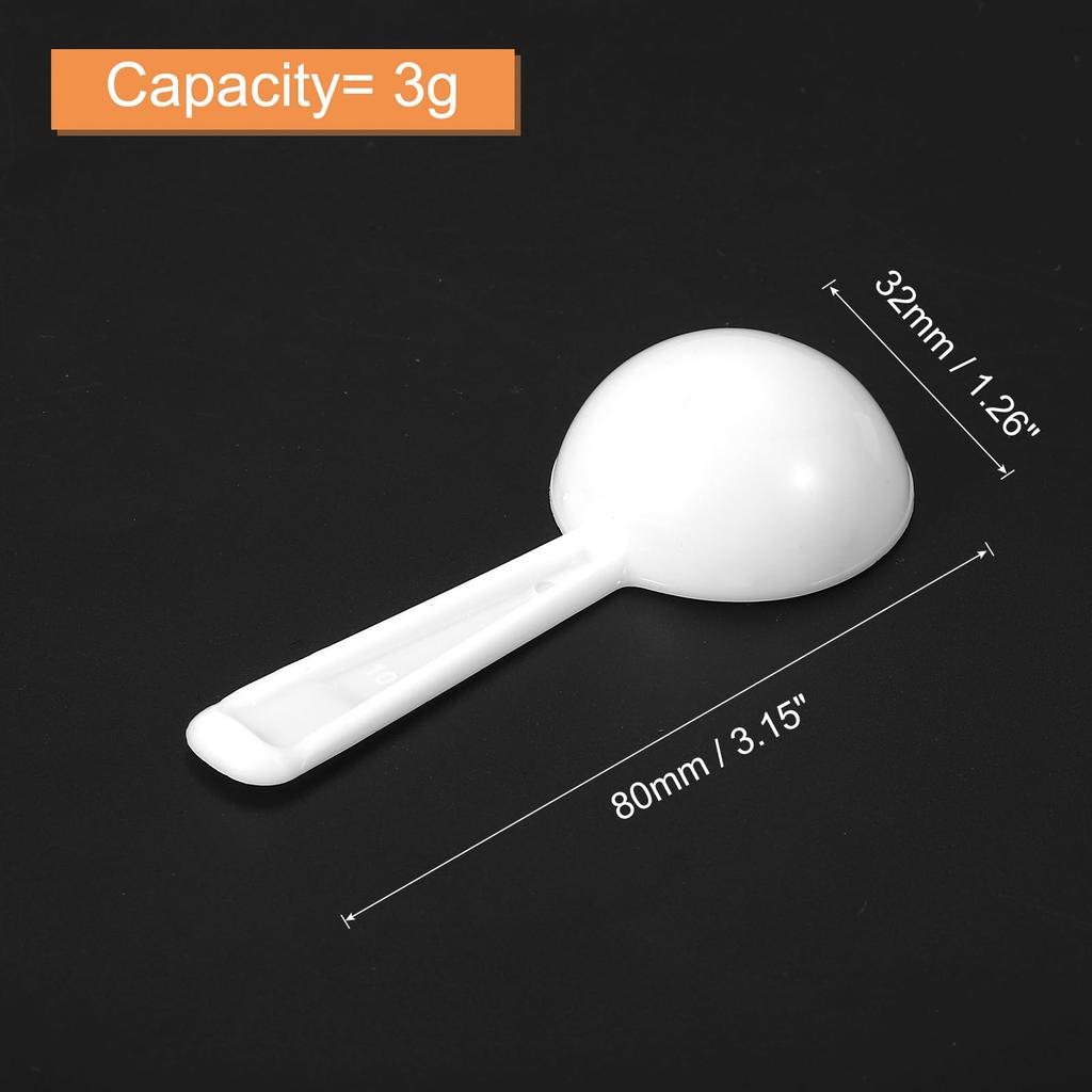 UXCELL 20-Pack Reusable Plastic Measuring Spoons, Powder Scoops with Short Handles, 3g Capacity, White