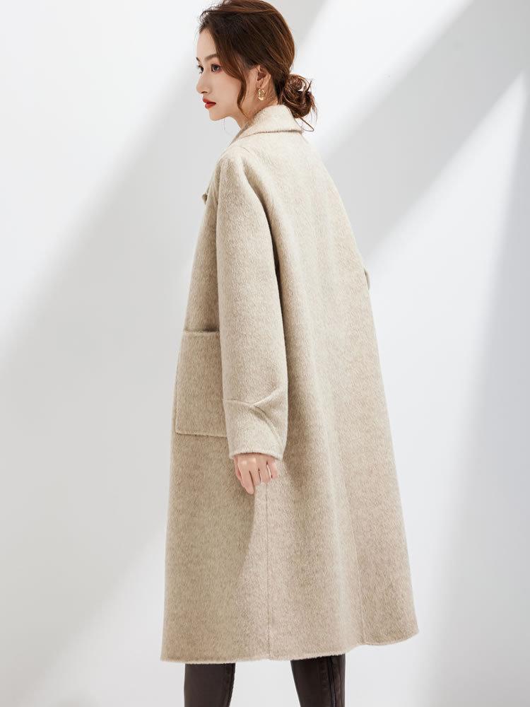 2025 Korean Style Women's Wool Coat - Mid-length, Slimming, Double-faced for Autumn Winter