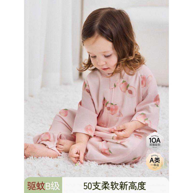 Bamboo Cotton Antibacterial Toddler Sleep Sack With Zipper Front 4 Buttons Back 2 Legged Lightweight Pajama