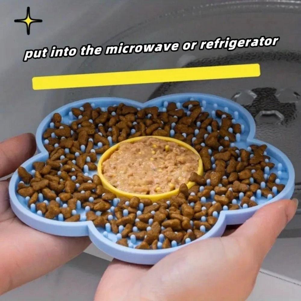 Sunflower Shaped Cat Lick Pad Suction Cup Silicone Cat Placemat Dog Feeding Pads  Small Animal