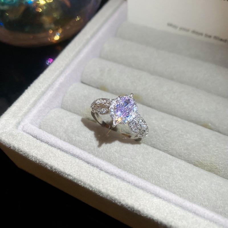 Korean ins zircon flower opening ring elegant and exquisite niche versatile index finger ring light luxury high-end ring