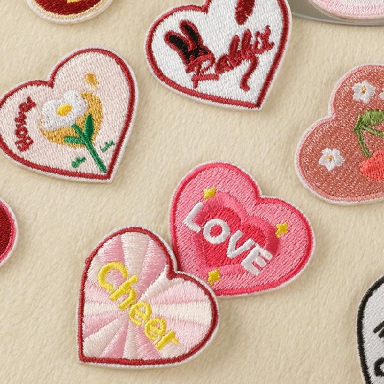 16pack Unique Heart Patches Luxurious Embroidery Patches Personality Appliques for Creative Projects
