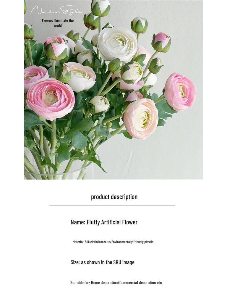 High-Quality Silk Ranunculus, Lotus, and Peony Artificial Flowers for Home Decor or Photography Props
