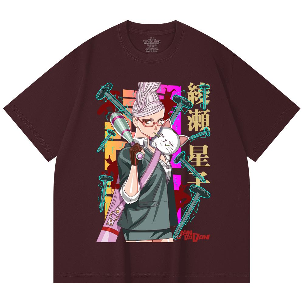 

230 Gsm 100% Cotton Dandadan V33 Seiko Print Unisex Heavy Cotton T Shirt 2XL вина червоного кольору