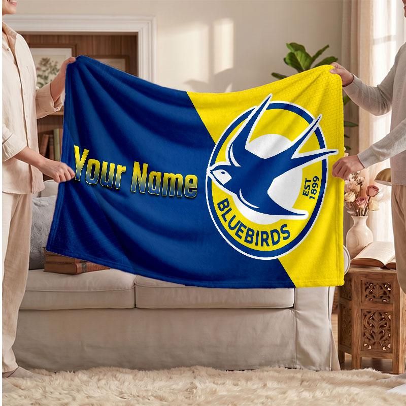 Cardiff City Personalized Fleece Blanket With Football Logo, Custom Name Text Soft Warm Home Throw Blanket